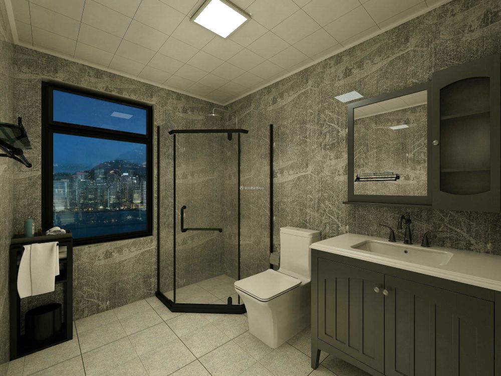 现代风格三居室125平卫生间装修效果图片大全