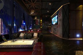 500平混搭风格酒吧大厅地板设计效果图片