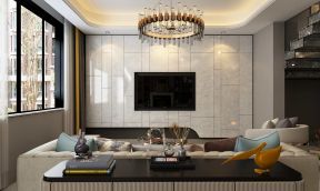 170平现代风格客厅电视墙背景设计图片