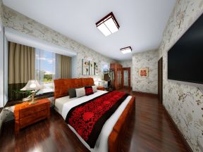 中式风格108平米三居室卧室装修效果图片大全