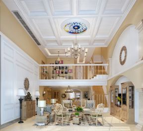 万科兰乔圣菲500平米欧式别墅客厅装修设计效果图