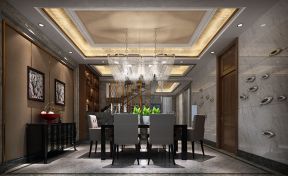 中式风格370平别墅餐厅装修效果图片大全