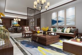 西藏佳苑148平米三居室中式沙发背景墙装修设计效果图