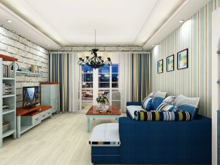 地中海风格84平三居室客厅装修效果图片大全