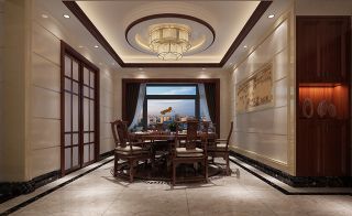 中式风格210平四居室餐厅装修效果图片欣赏