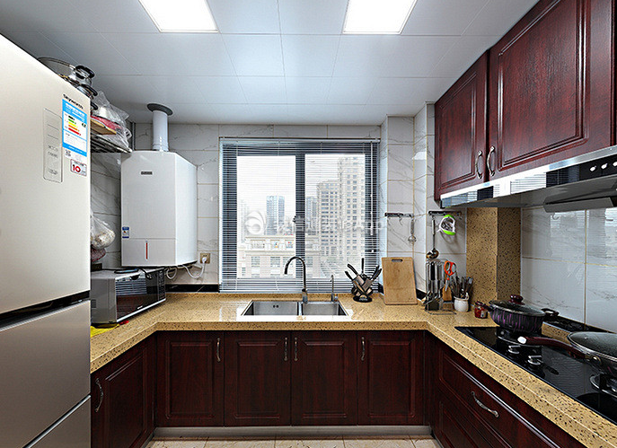 中式风格118平米三居室厨房装修图片