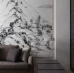 华远海蓝城二居89平中式风格客厅沙发背景墙装修设计效果图