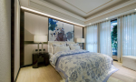 金科十年城135㎡新中式卧室背景墙装修效果图