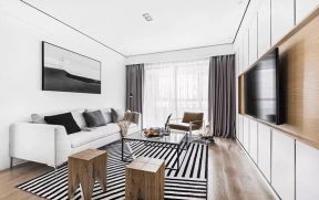 世茂国际公寓现代简约87平二居室客厅装修案例
