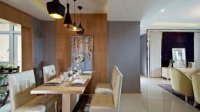 绿地城海珀兰轩140平米三居室现代简约风格餐厅装修设计效果图