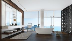 5000平现代风格酒店浴室白色浴缸设计效果图片