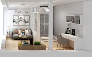 紫金庄园现代简约62平二居室客厅装修案例