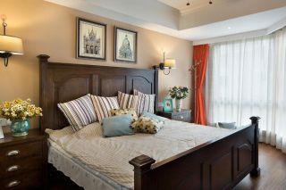 小户型美式风格卧室床头挂画装修设计图片一览