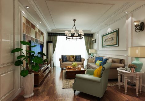 澜泊湾127㎡美式风格三居室装修案例
