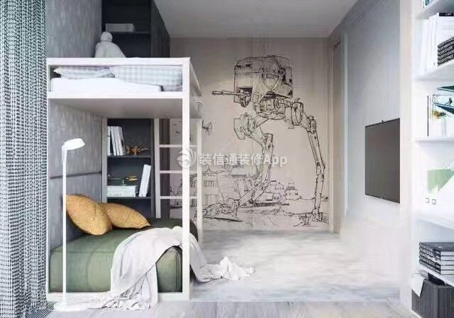 金色堤岸云境小户型100平现代风格卧室壁纸装修设计效果图