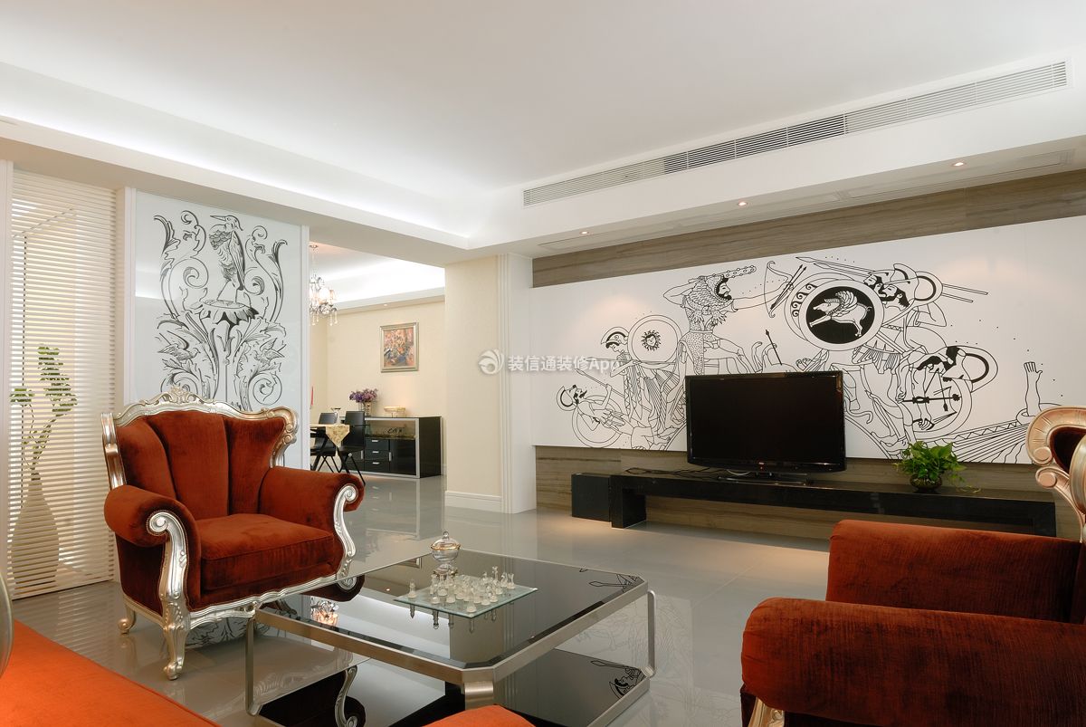 张江新区90平米现代简约三居客厅装修设计效果图