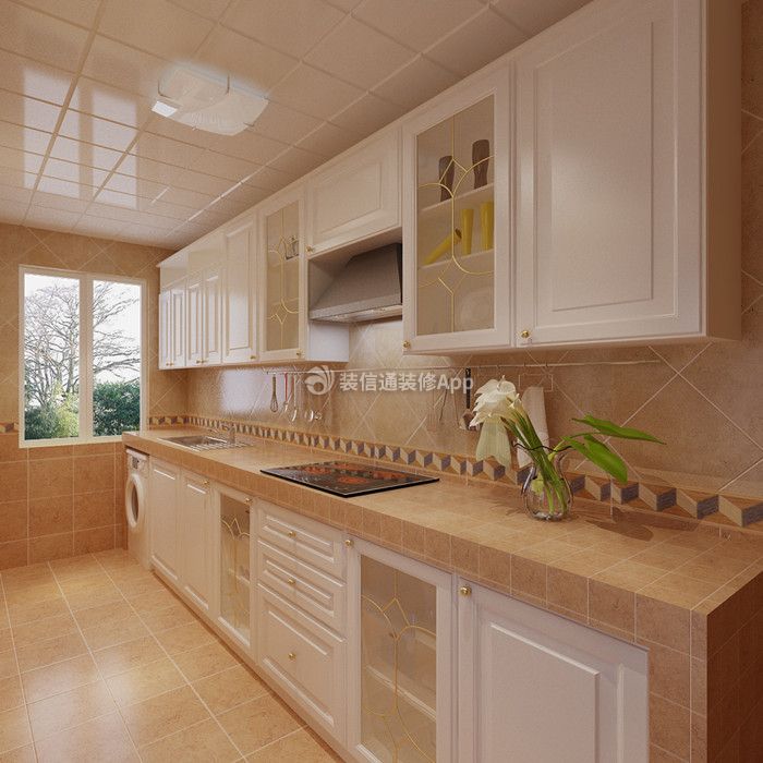 三居室90平米古典风格厨房装修效果图片大全