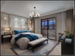 香岛御墅300平新中式别墅卧室床尾凳设计效果图