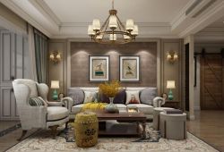 山语世家三居126平美式风格客厅沙发效果图片