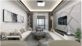 兴华家园现代简约110平二居室客厅装修案例