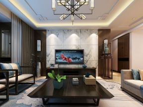 华山珑城四居163平中式风格客厅电视背景墙装修设计效果图
