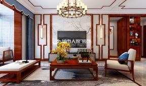 中式客厅电视墙效果图 中式客厅茶几效果图