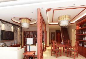 中式客餐厅装修效果图 中式客餐厅一体效果图 