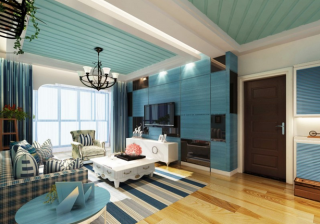 120平地中海风格三居室客厅装修效果图片大全