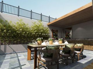 绿地3号地300平米美式风格别墅餐桌装修设计效果图
