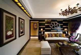 紫金庄园东南亚98平三居室客厅装修案例