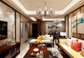 滨河阳光B区130㎡新中式三居室装修案例