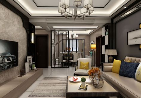 圣兰菲诺117㎡新中式风格三居室装修案例