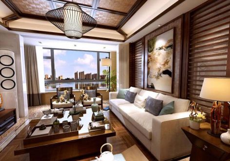 环球汇金湾140㎡新中式三居室装修案例
