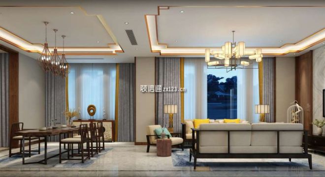 九龙依云别墅500平中式风格装修设计效果图