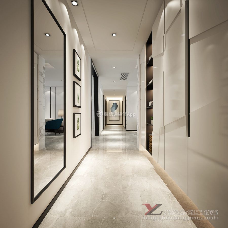 莱安逸珲180平米四居室现代极简风格走廊装修设计效果图