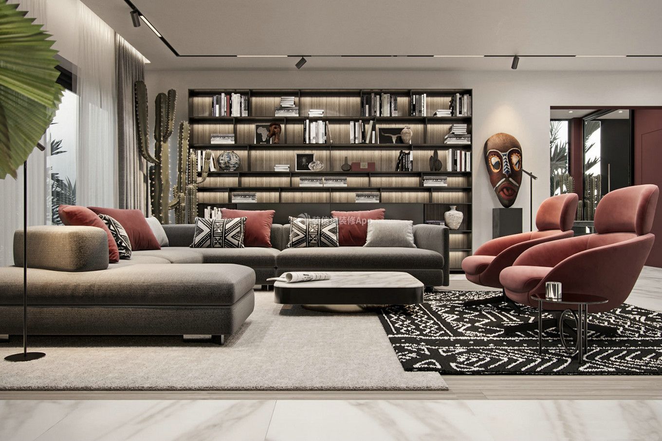 152平米三居室现代风格客厅沙发装修设计效果图