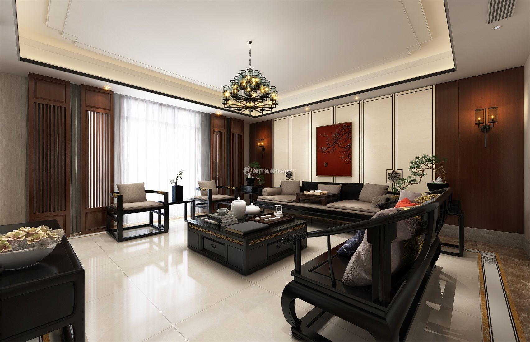 新中式风格别墅客厅 中式沙发图片 