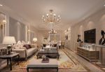 山水龙城165平大平层美式风格客厅沙发背景墙石膏线设计图