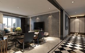 绿地海泊香庭240平米四居室现代极简风格餐厅装修设计效果图