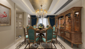 观澜时代天筑430㎡美式风格别墅餐厅装修效果图