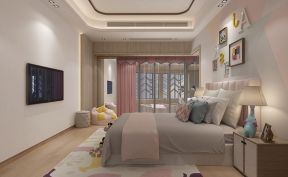 山语世家267平跃层现代风格卧室床边台灯设计图