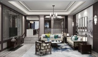 观澜时代470㎡新中式别墅客厅装修效果图