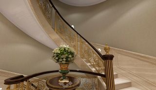 绿城玫瑰园300㎡美式风格别墅楼梯装修效果图