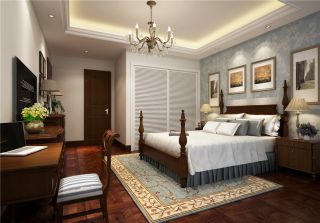 恒天紫薇台140平跃层美式风格卧室四柱床设计图片