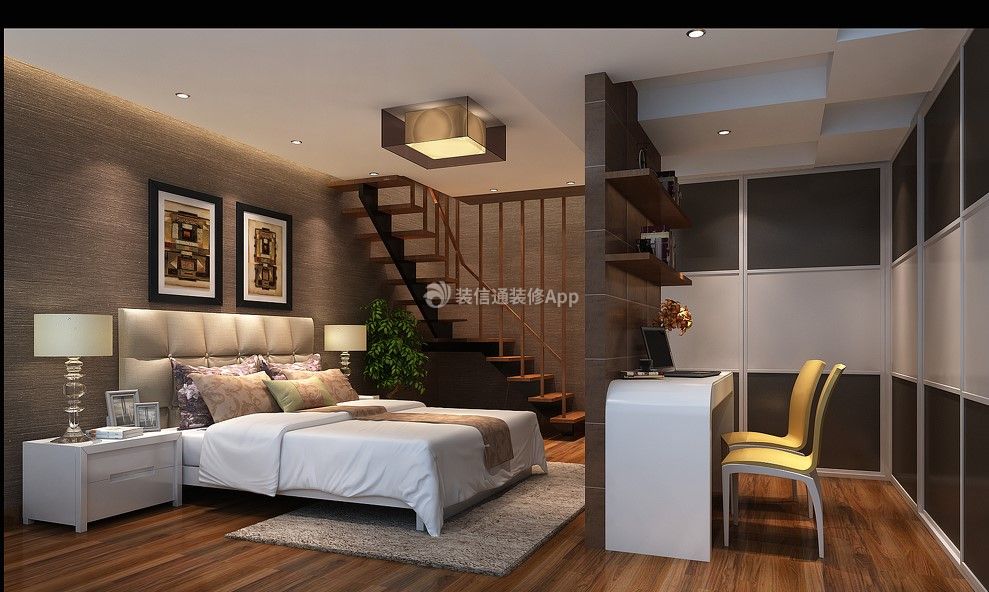 25平米一居室现代风格卧室装修设计效果图