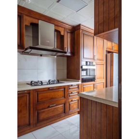 97平米三居室新中式风格厨房装修设计效果图