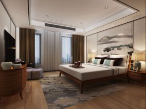 新中式风格别墅200平卧室装修设计效果图大全