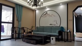 桦林彩云城四居197平新中式风格休闲区沙发圈椅设计图片