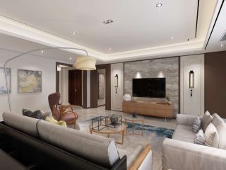 新中式风格别墅200平客厅装修设计效果图大全