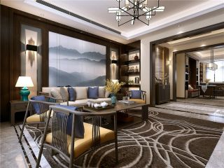 新中式风格四居178平客厅沙发椅子家装效果图大全
